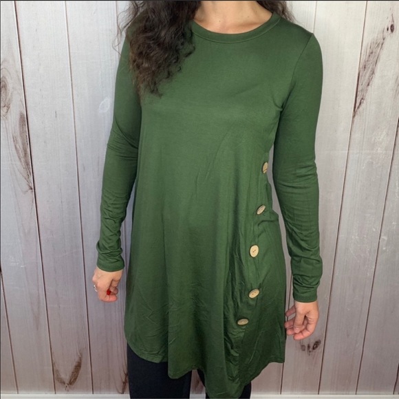The Melanie Tunic- olive tunic with button detail - Picture 6 of 8